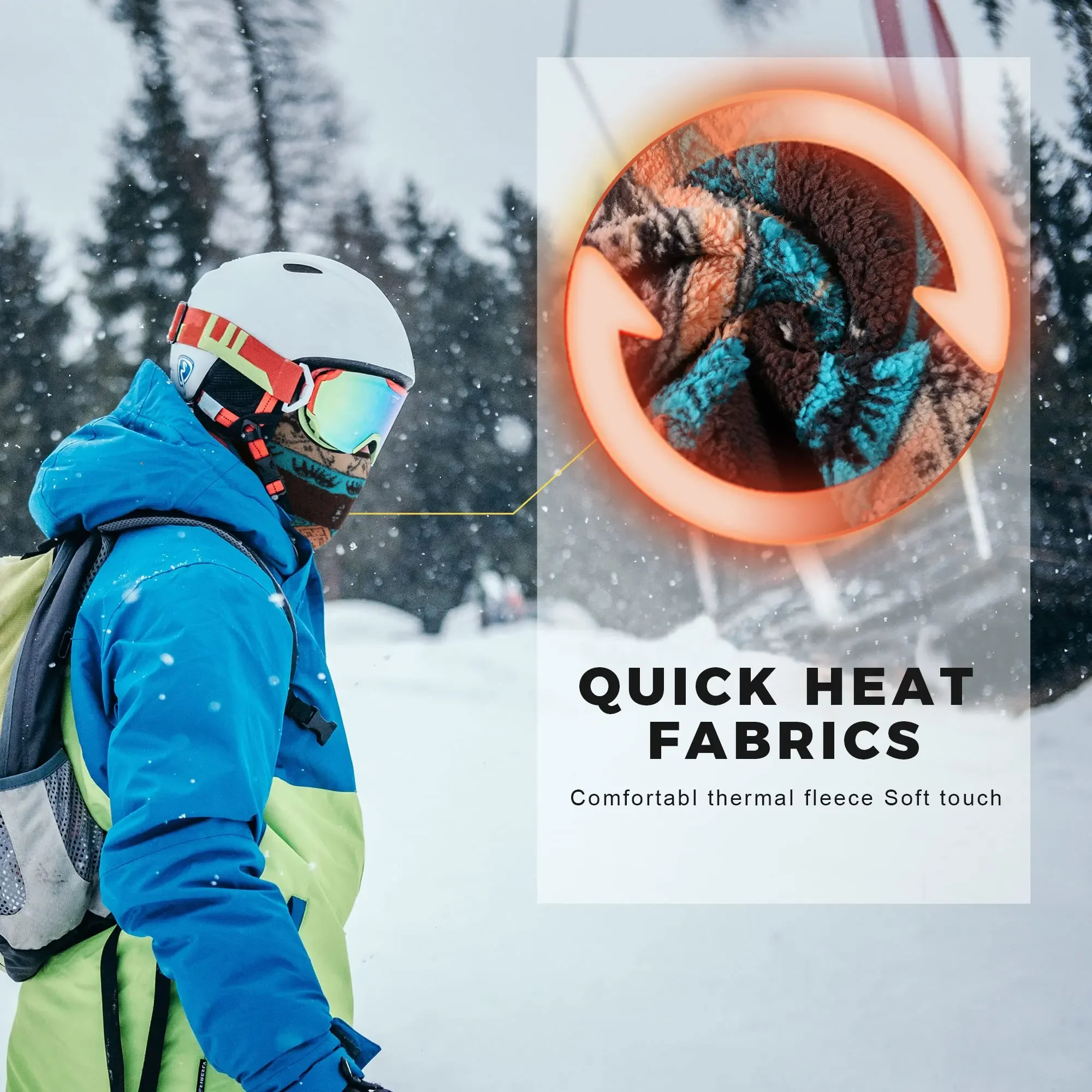 Winter Fleece Balaclava Cold Weather Ski Full Face Cover Thermal Windproof Mask Sports Hood Cap Hiking Cycling Bike Neck Warmer