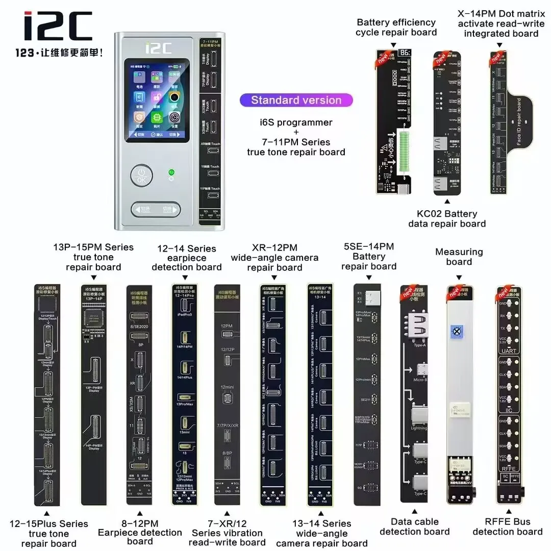 i2C i6S True Tone Repiar Programmer Intelligent Dot Matrix Projector for iPhone X-15PM Face ID Original Color Battery Repair