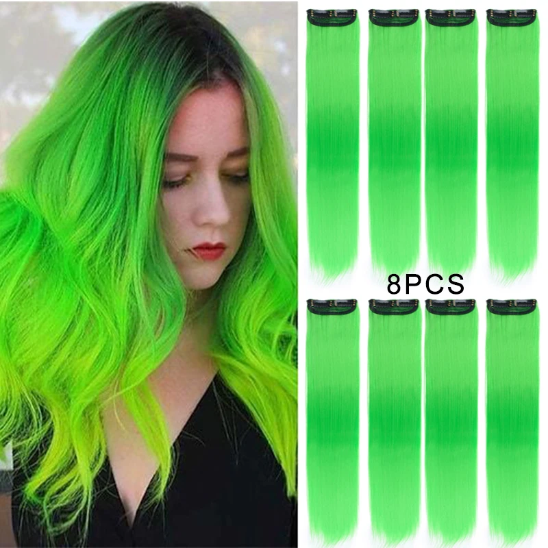 16Clips Colored Synthetic Hair Extension Rainbow 22