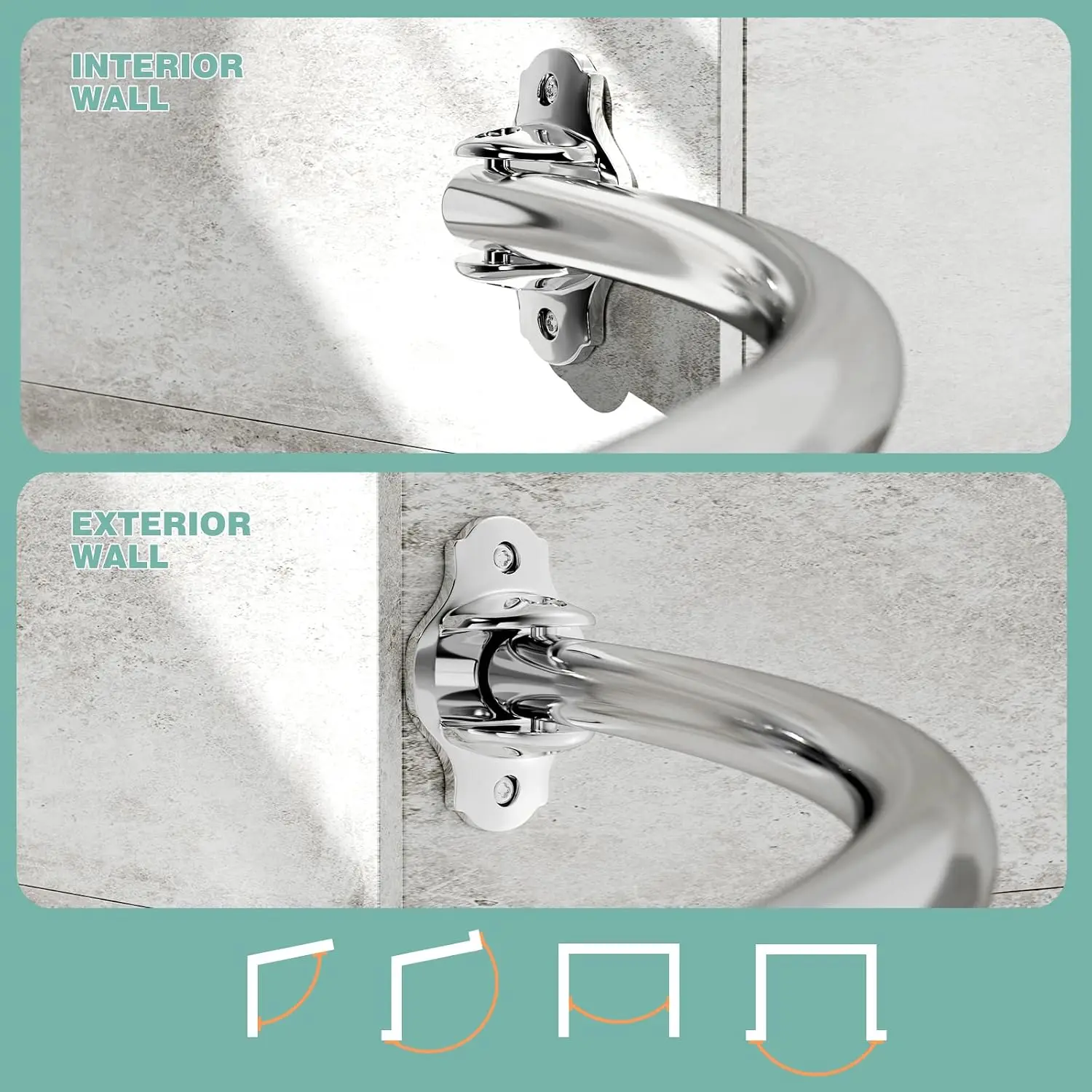 Curved Shower Curtain Rod, Adjustable 40-72 Inches Extra Wide for Bathroom, Stainless Steel Rustproof view 5