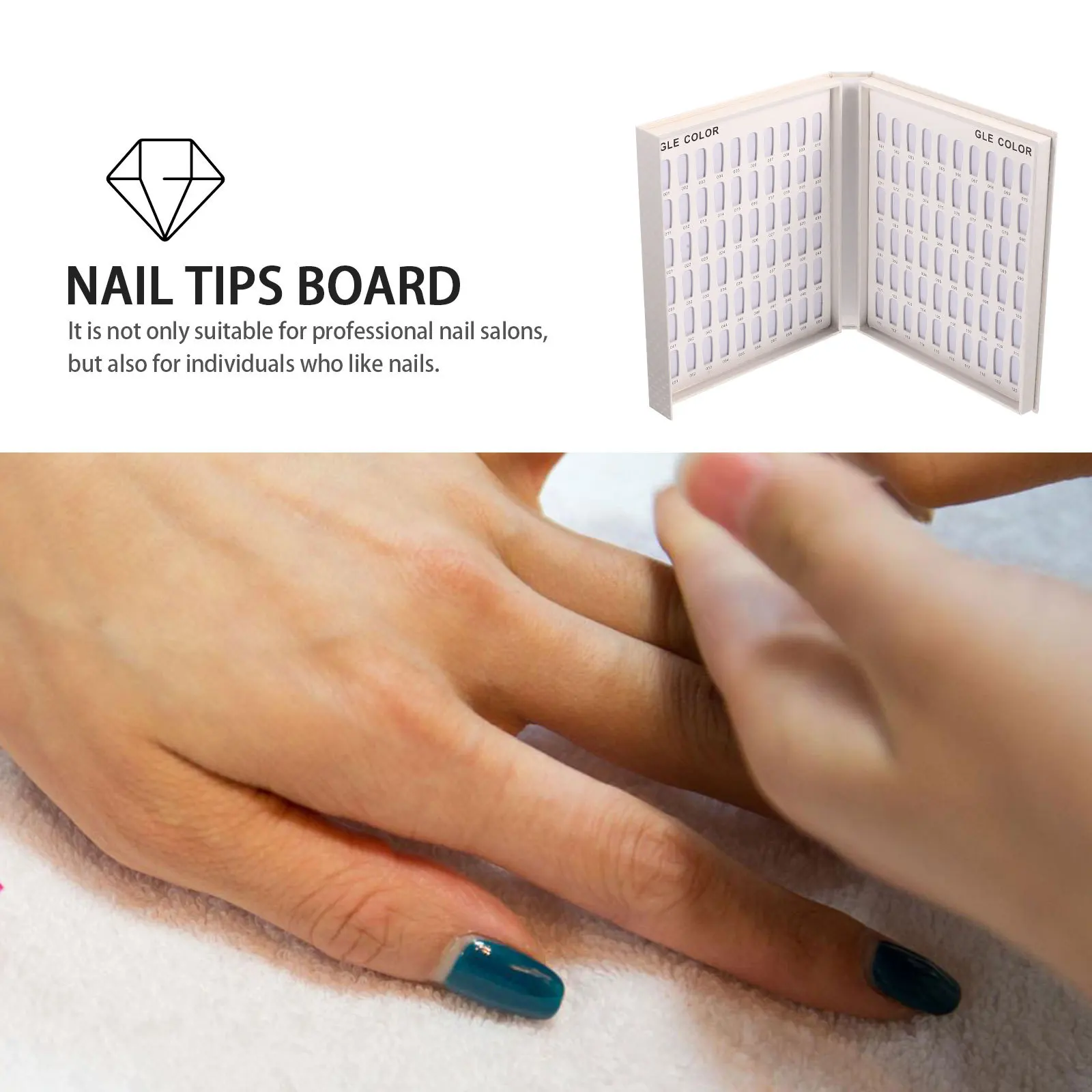 حامل أطراف أظافر بتصميم كتاب لوحة عرض الأظافر، مادة متينة، مريحة لصالونات التجميل وحامل عرض الأظافر للاستخدام الفردي