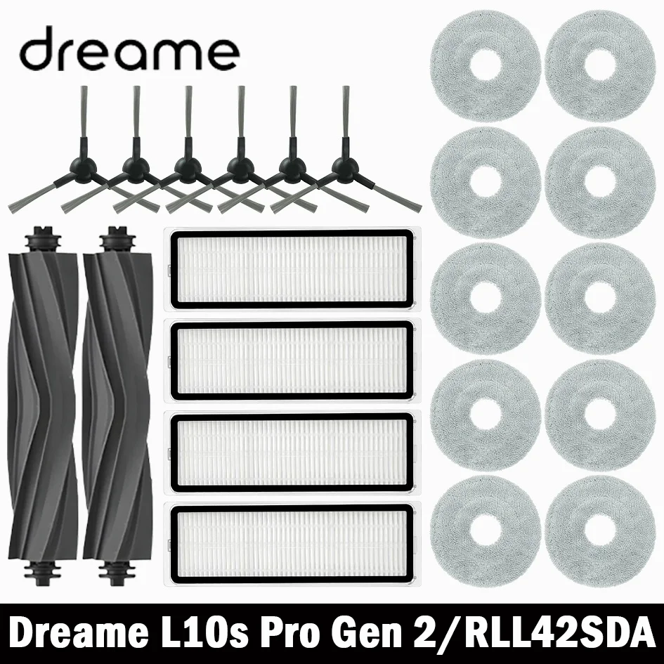 ملحقات أجزاء Dreame L10S Pro Gen 2 / RLL42SDA فرشاة جانبية رئيسية فلتر Hepa ممسحة قماش بديلة