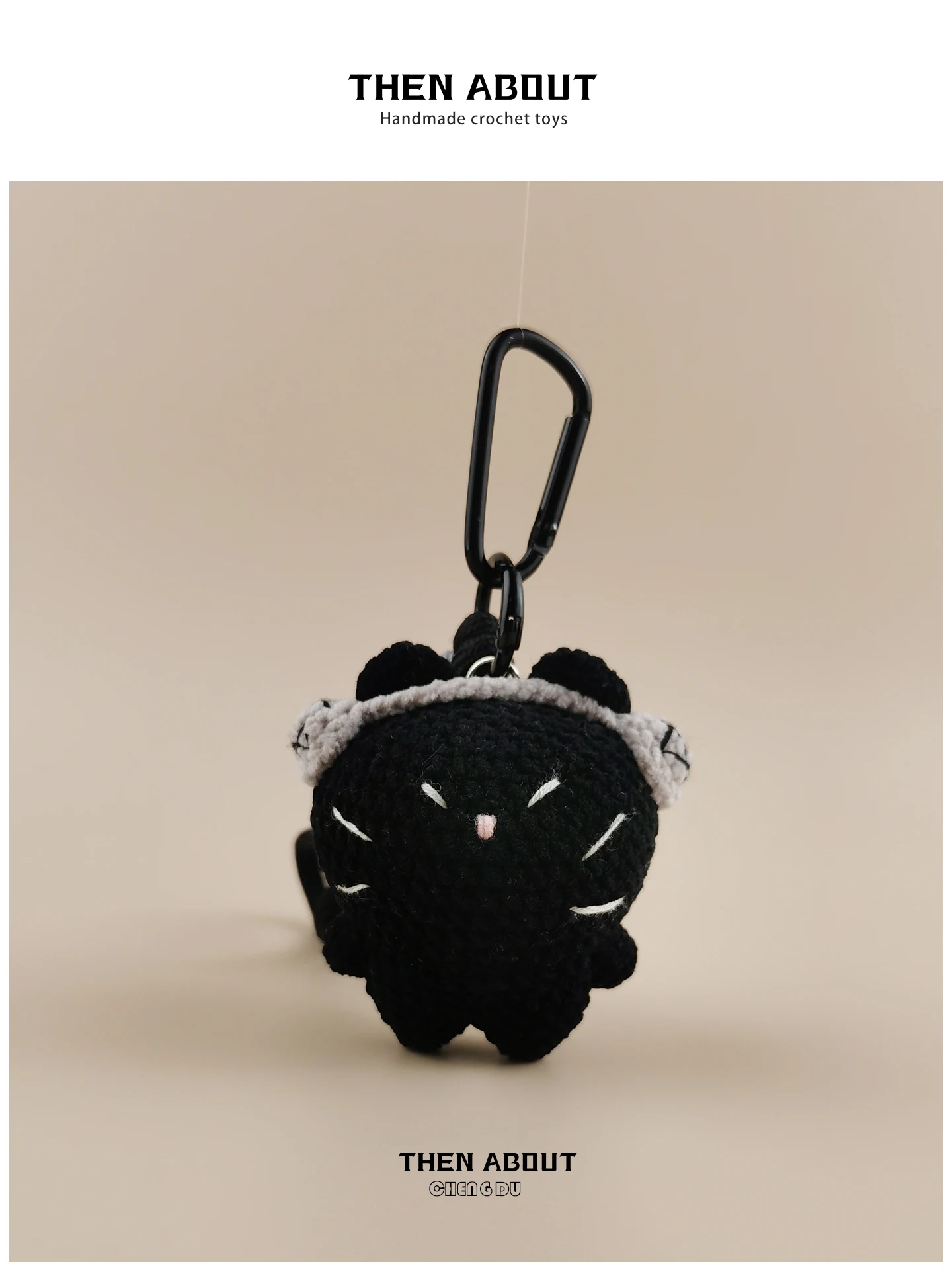 Cute Black  Earphone Bag Pendant Keychain Backpack School Bag Decoration Gift Fashionable Accessory for Lovers of Cats