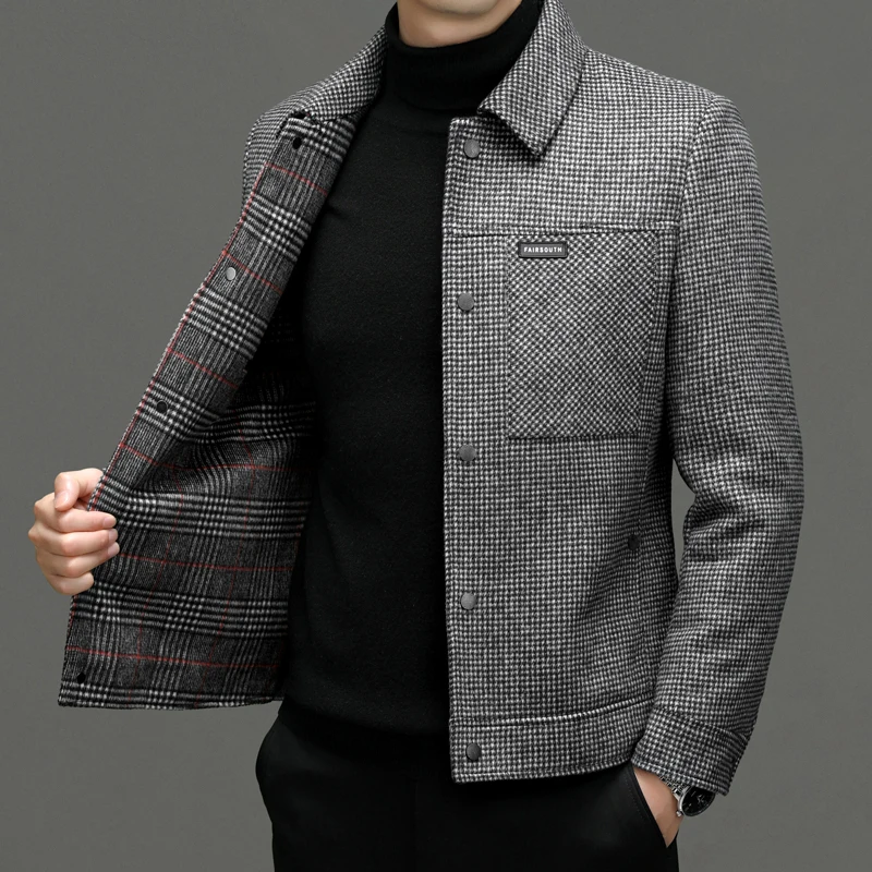 Cappotti di lana autunno inverno di alta qualità da uomo Business Casual Double Sided 50% lana giacche a vento capispalla cappotto caldo spesso