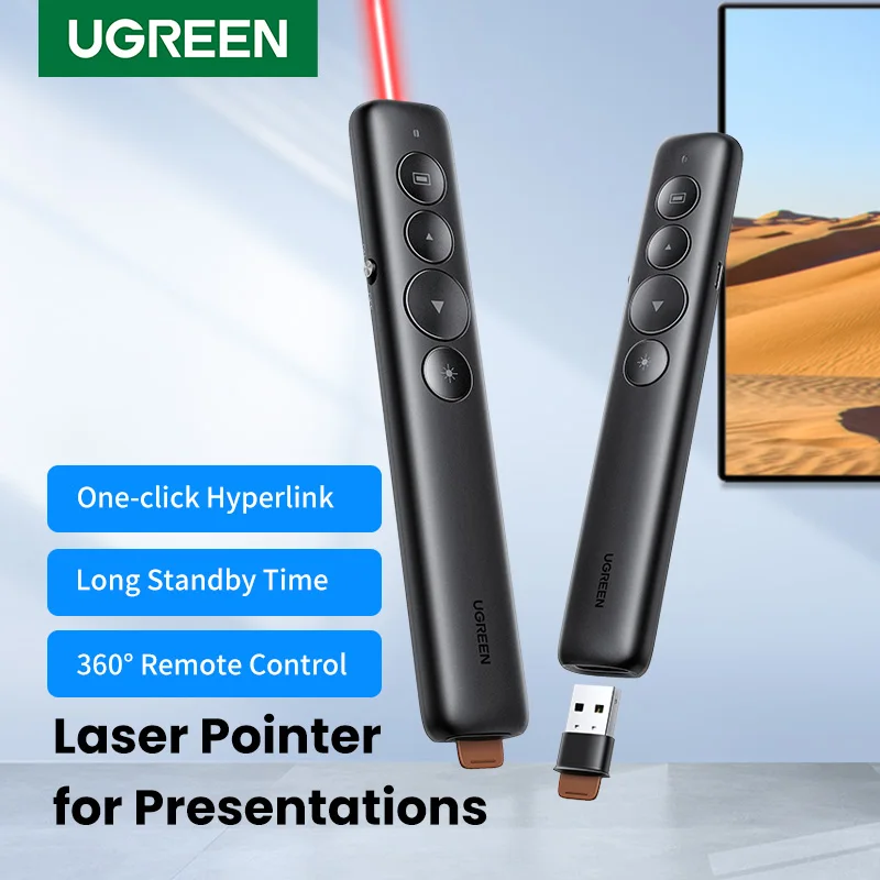 UGREEN Laser Pointer 2.4G Wireless Multifunctional Page Turning Pen Compatible with MAC/Windows/Linux System for Laptop Computer