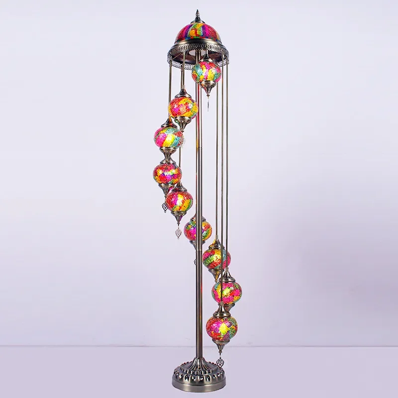 Handmade Turkish Style Floor Lamp Glazed Ceramic Base Ethnic Living Room Bedroom Decor Exotic Romantic Light Fixture Home