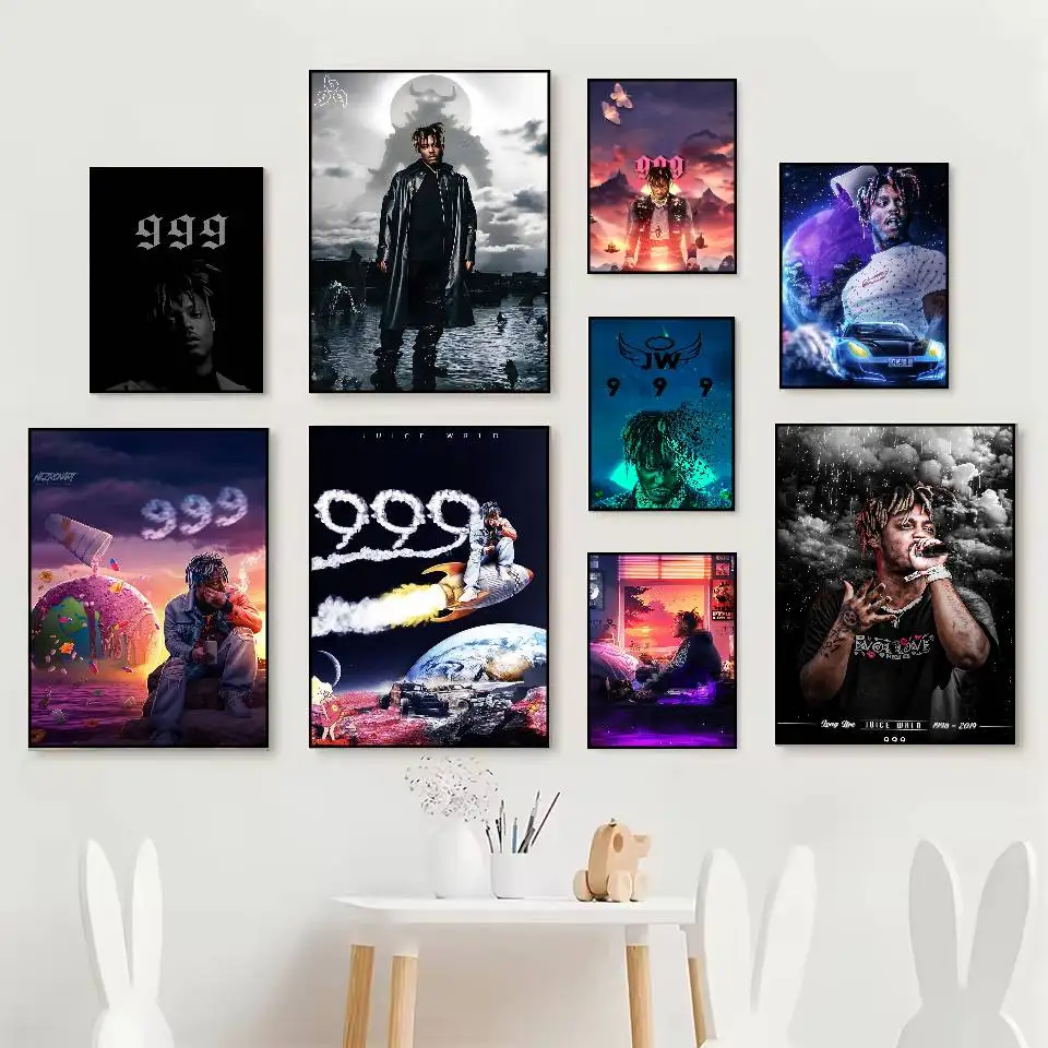 Hip-Hop Juice WRLD Poster HD Poster Self Adhesive Waterproof Ideal for Living Room Bedroom Bar Decoration