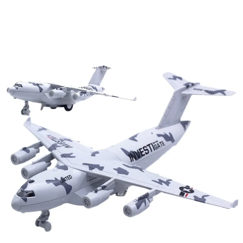 22cm Alloy Aircraft Models C-17 Transport Airplane Diecast With Stand Sound And Light Miniature Aviation Collectible Pull Back