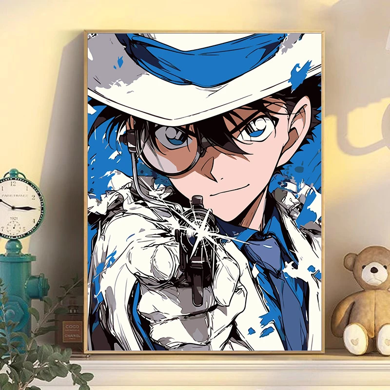 Oil Painting Anime Figure Detective Conan Kaito Kid By Numbers Modern Wall Decor for Living Room Bedroom Perfect Gift No Frame