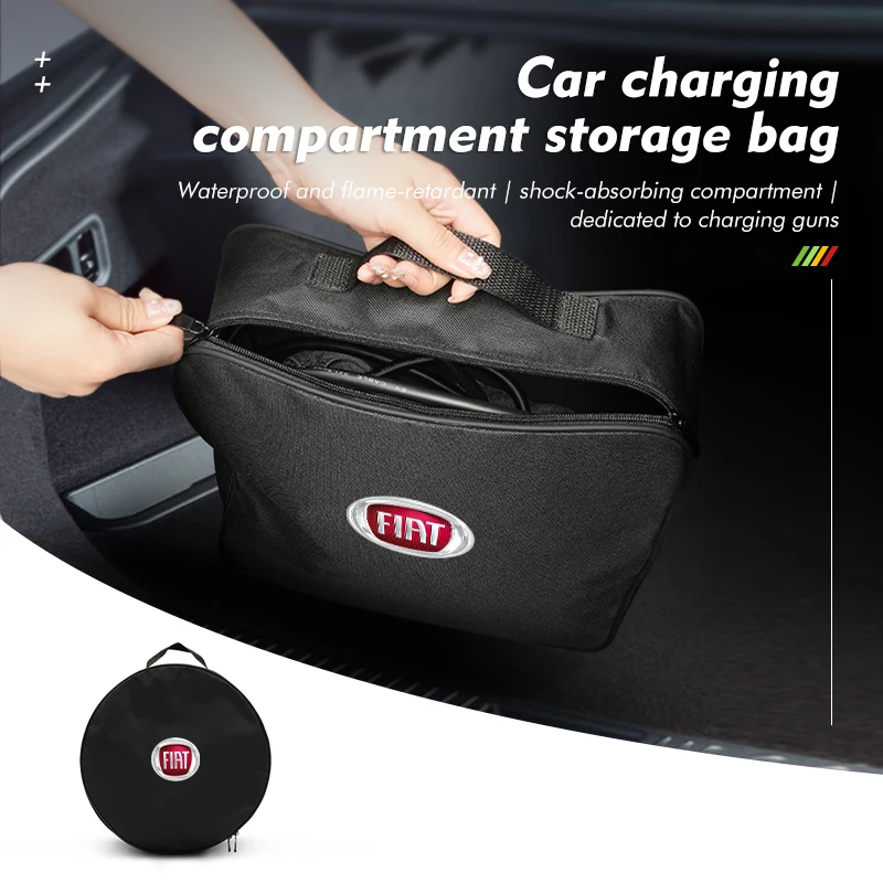 Sac étanche pour voiture Fiat, étui de chargement, sac de rangement pour câbles de charge, accessoires Tipo Panda Brave Stilo Palio Ducato Freemont