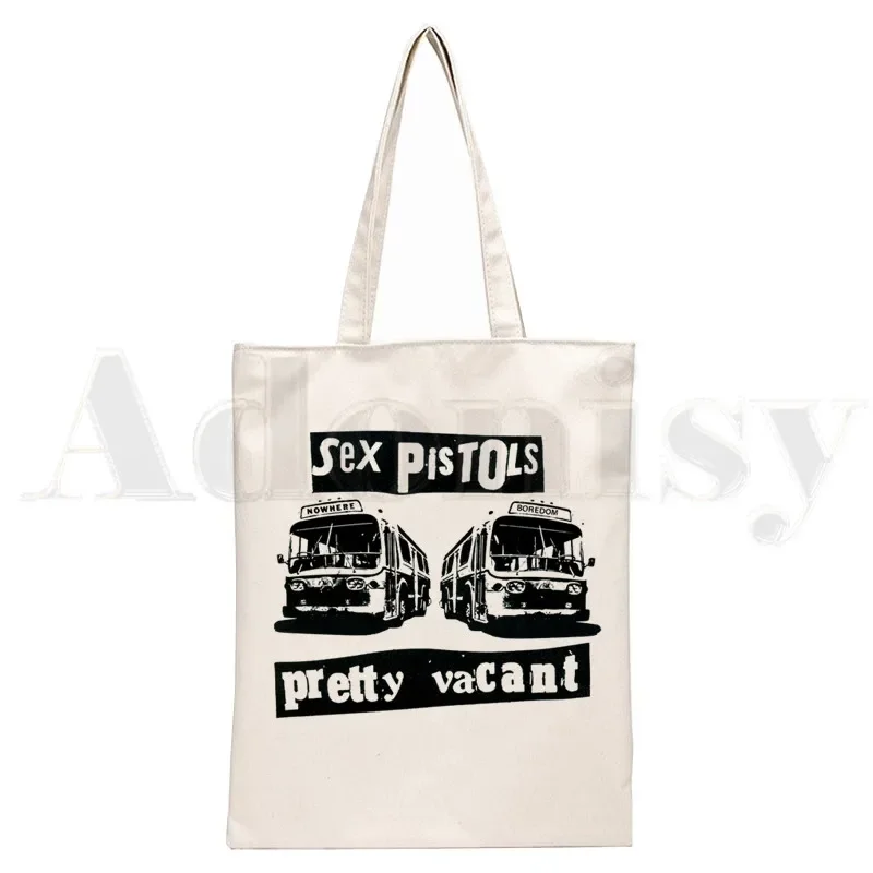 Sex Pistols Nostalgia Retro Rock Band Music Ullzang Handbag Women Elegant Canvas Bag Shoulder Bags Casual Shopping Girls Handbag