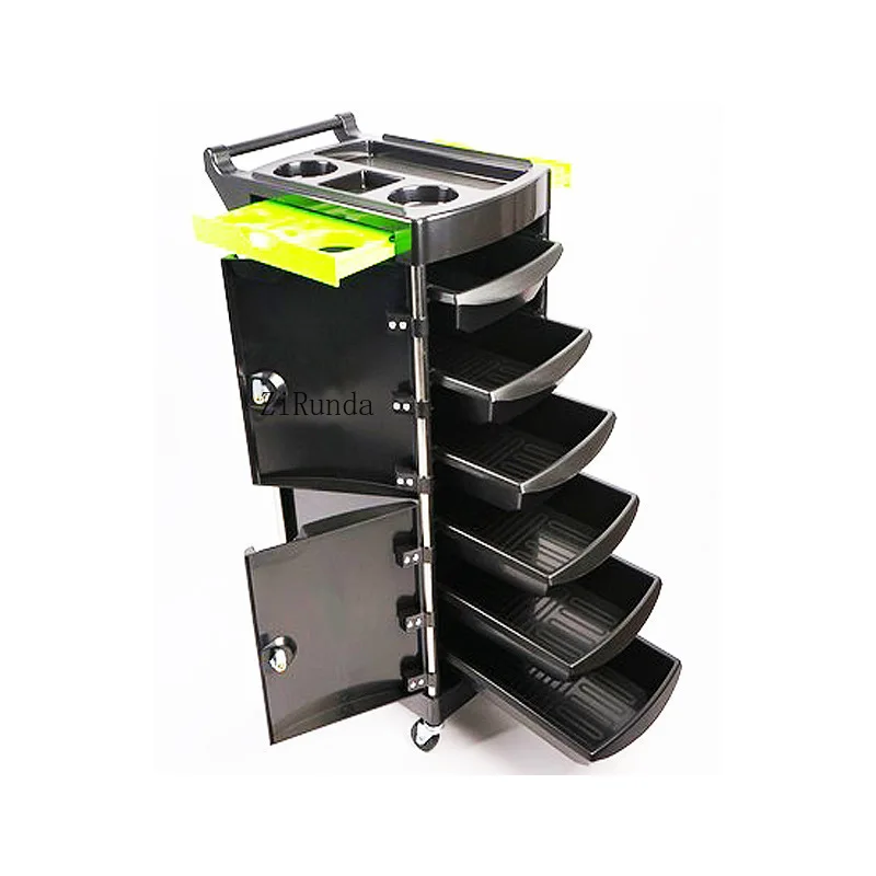 عربة صالون الشعر البلاستيكية PP، عربة أدوات متعددة الوظائف لصالون الحلاقة، عربة من ست طبقات مع قفل باب #4