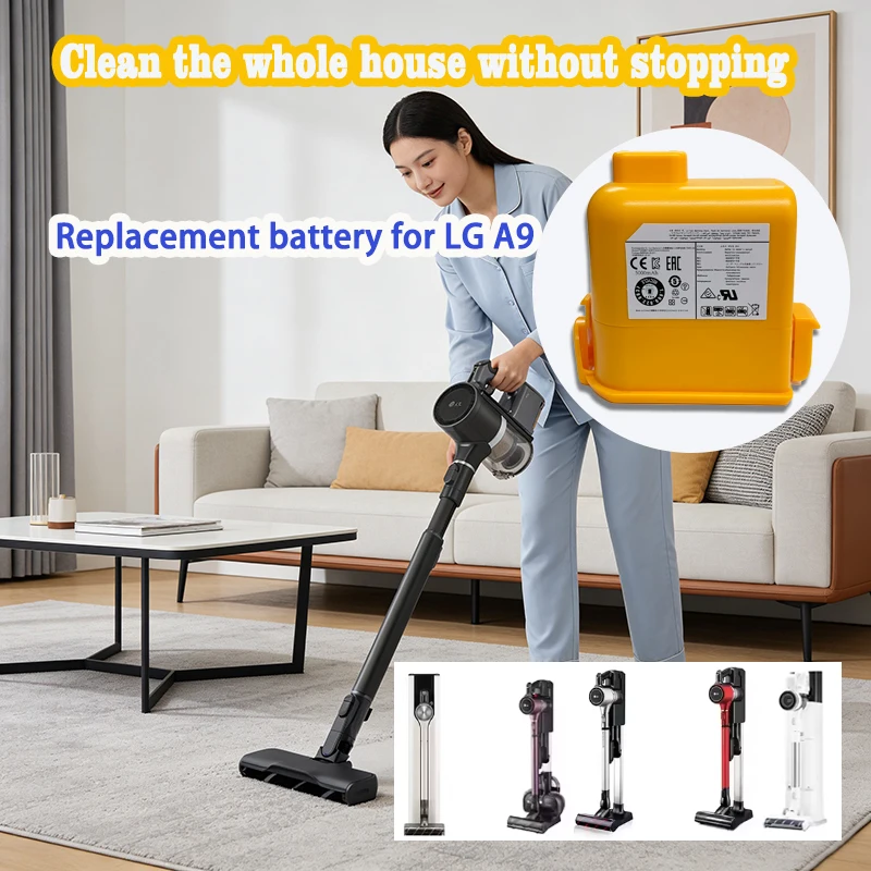For LG A9 Series Vacuum Cleaner Battery A9K A9Plus A958A905MA907GMS Yellow High-Quality Shelckproof Wear-resistant Plug and Play