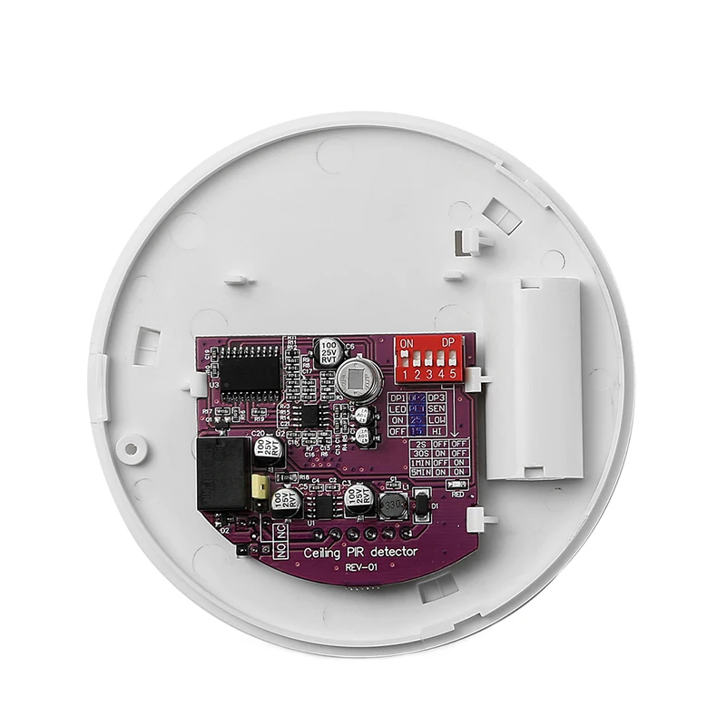 Montaje en techo Detección de 360 grados Sensor de movimiento con cable PIR Tech Anti-mascotas Anti-manipulación con salida de alarma NO/NC para sistema de alarma