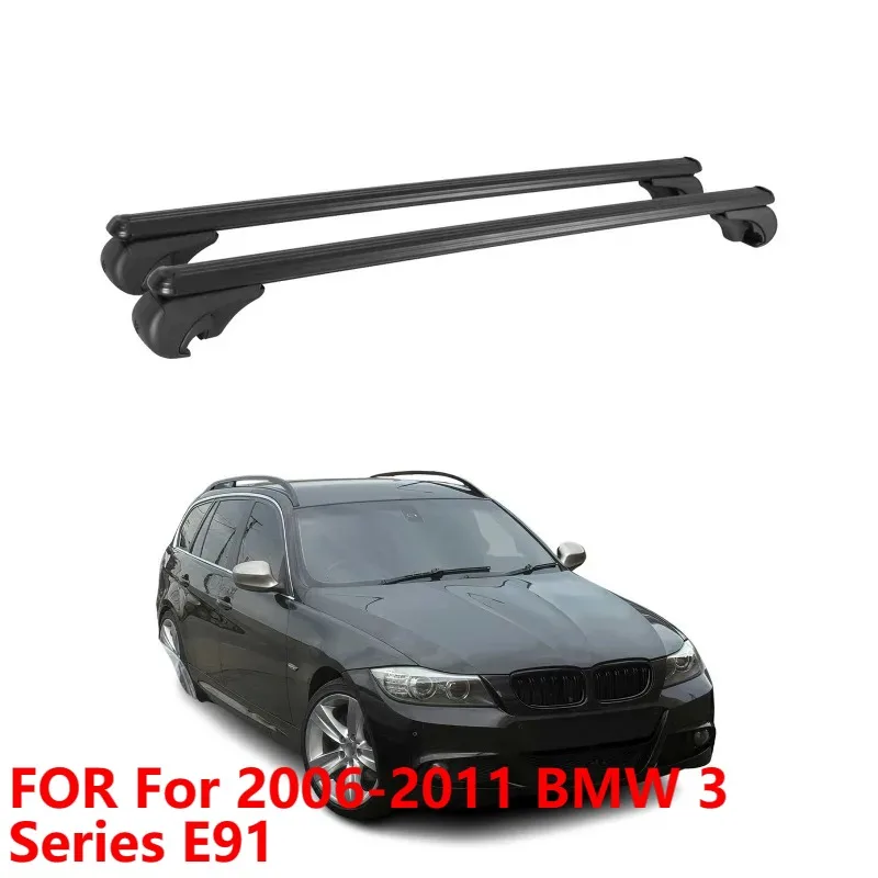 

For 2006-2011 BMW 3 Series E91 Roof Rack Luggage Carrier Black Aluminum