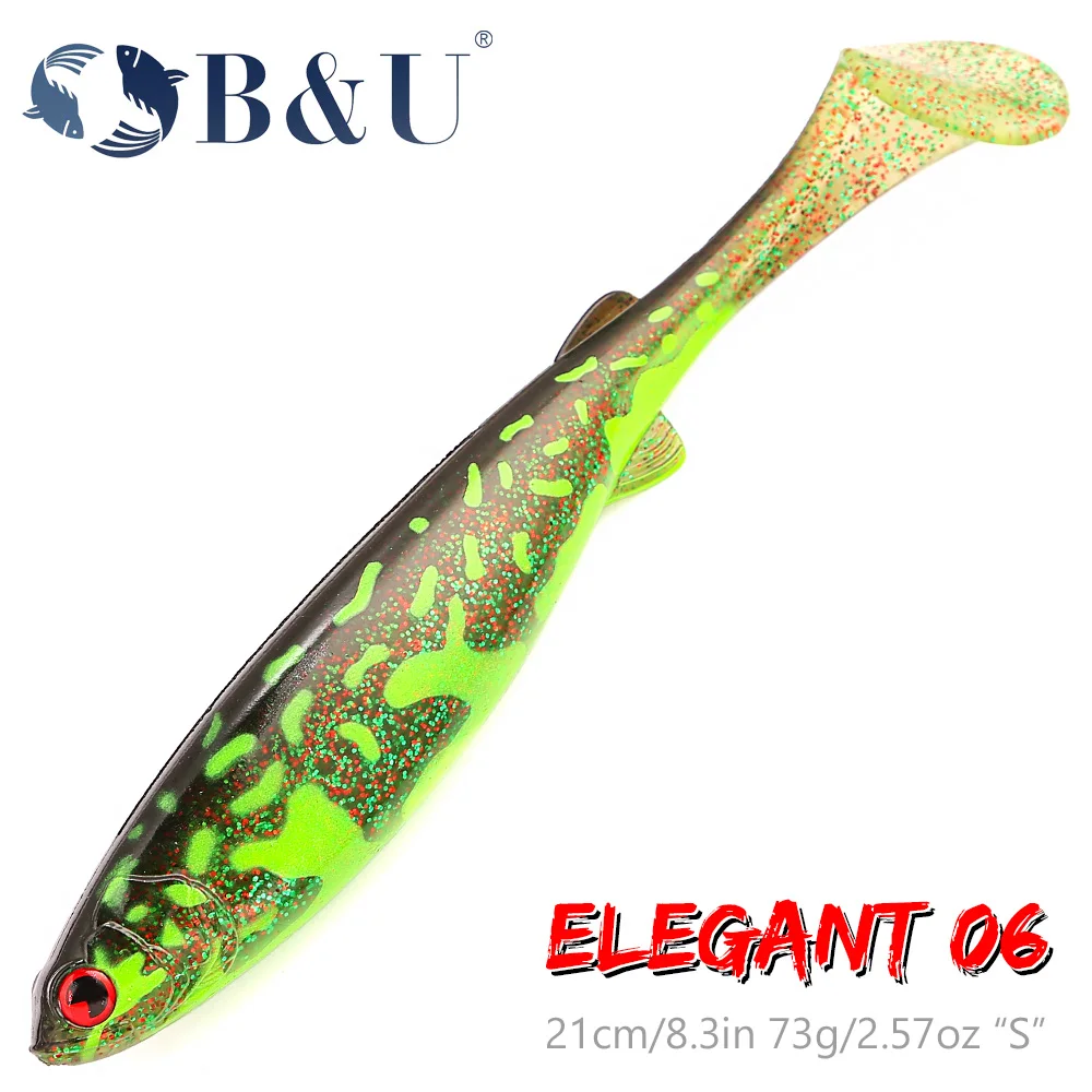 B & U – appât de pêche souple, leurre à queue de pagaie réaliste de 21cm/73g, appât de pêche en eau douce et salée pour bar, brochet musqué