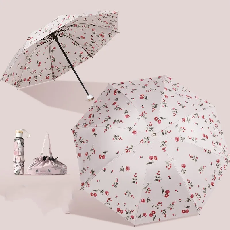 High-value 8-bone Manual Sun Umbrella Women Protection Ultraviolet Rain Dual-purpose Umbrella Color Glue Folding Oil Painting