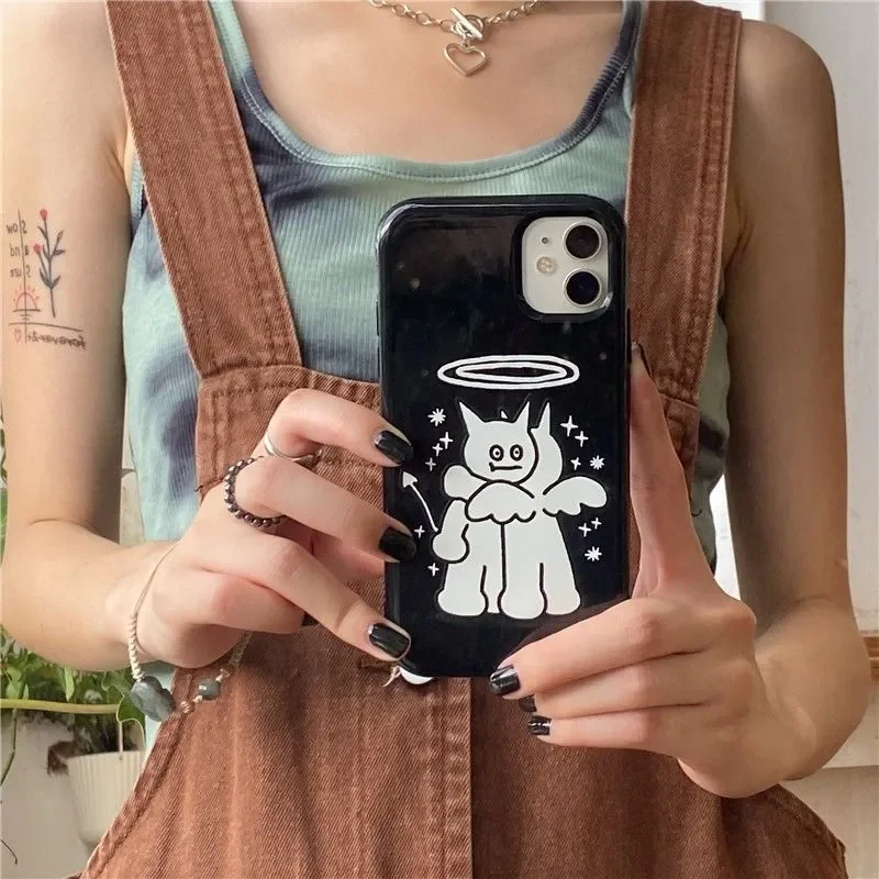 Korean Instagram Angel Little Devil Phone Case For iPhone 17 AIR 16 Pro Max 15 14 13 12 11 Pro Xr Xs max Mini 7 8 Plus Y2K Phone