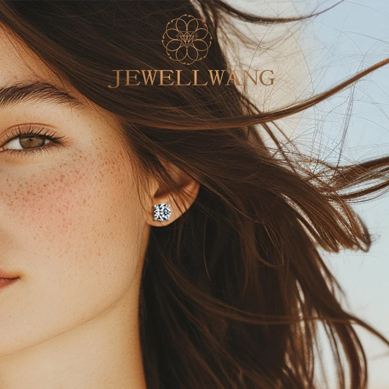 

JEWELLWANG 0.1Ct 0.5Ct 2.0Ct Custom Moissanite Pair Earrings for Men Women S925 Silver Ear Joint Day Gifts Valentine's Day Gift