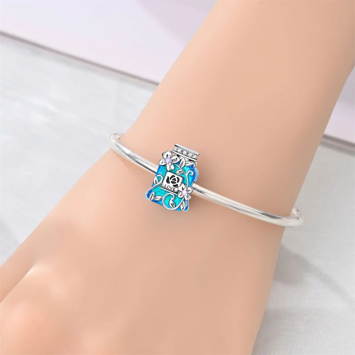 سحر الأصلي 925 فضة الأزرق زجاجة عطر الخرز صالح سوار Diy غرامة هدية المرأة حساسة مجوهرات الإكسسوار #5