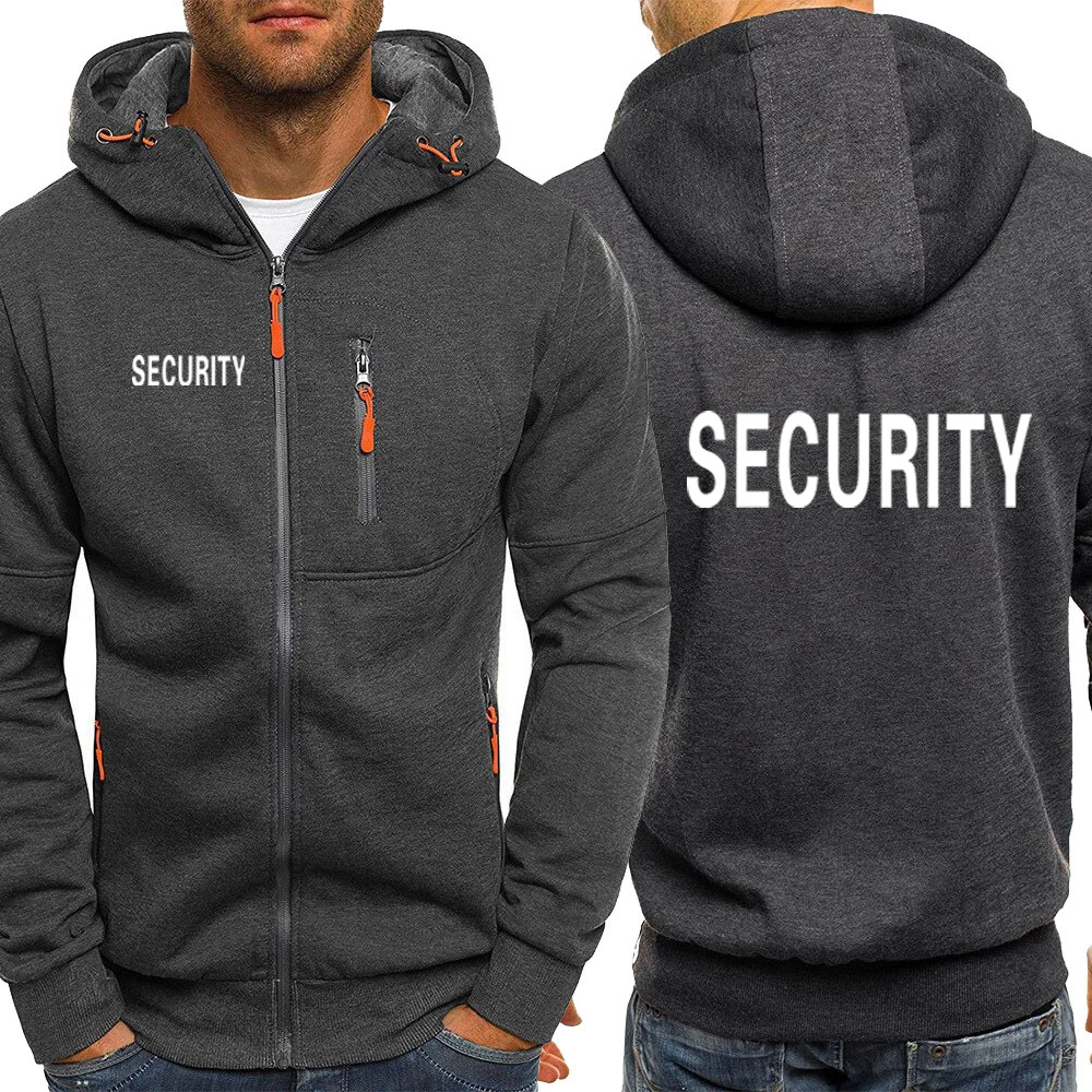 2025 Pure Cotton Hooded Coat Spring And Autumn Man's New Type Zipper Jacket Security Logo Print Cardigan Versatile Hoodies