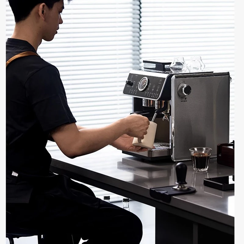 연마기 우유 거품 이중 펌프 포함 반자동 에스프레소 메이커, 에스프레소 카푸치노용 PID + NTC, 3in 1