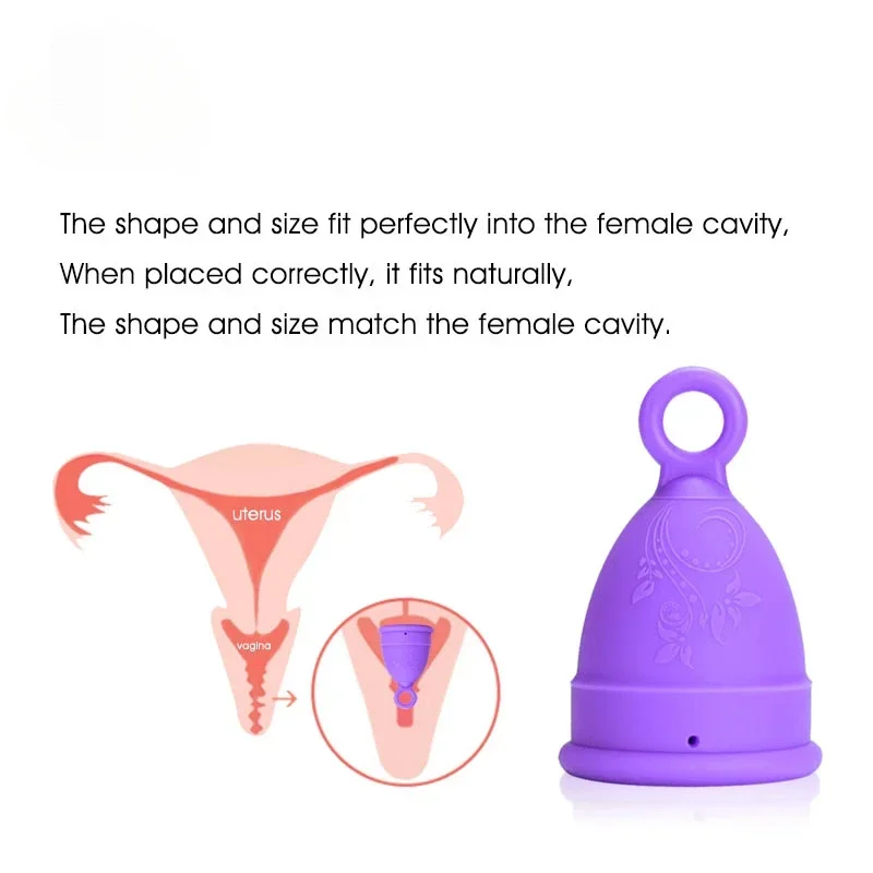 Salute del periodo della vagina con anello Coppetta mestruale medica in silicone Coppetta vaginale riutilizzabile Coppetta mestruale certificata Collettore mestruale.