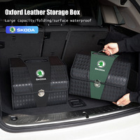Car Oxford Cloth Leather Storage Box Foldable Waterproof Suitcase For Skoda Fabia Superb Yeti Octavia Enyaq Kodiaq Vrs Scala Mk3