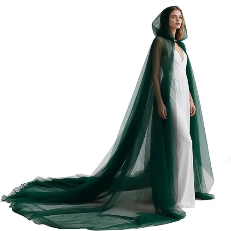 Sheer Cape Dark Tulle Cape Long Cape Hooded For Cosplay Events Themed Dress Up Halloween Themed Events