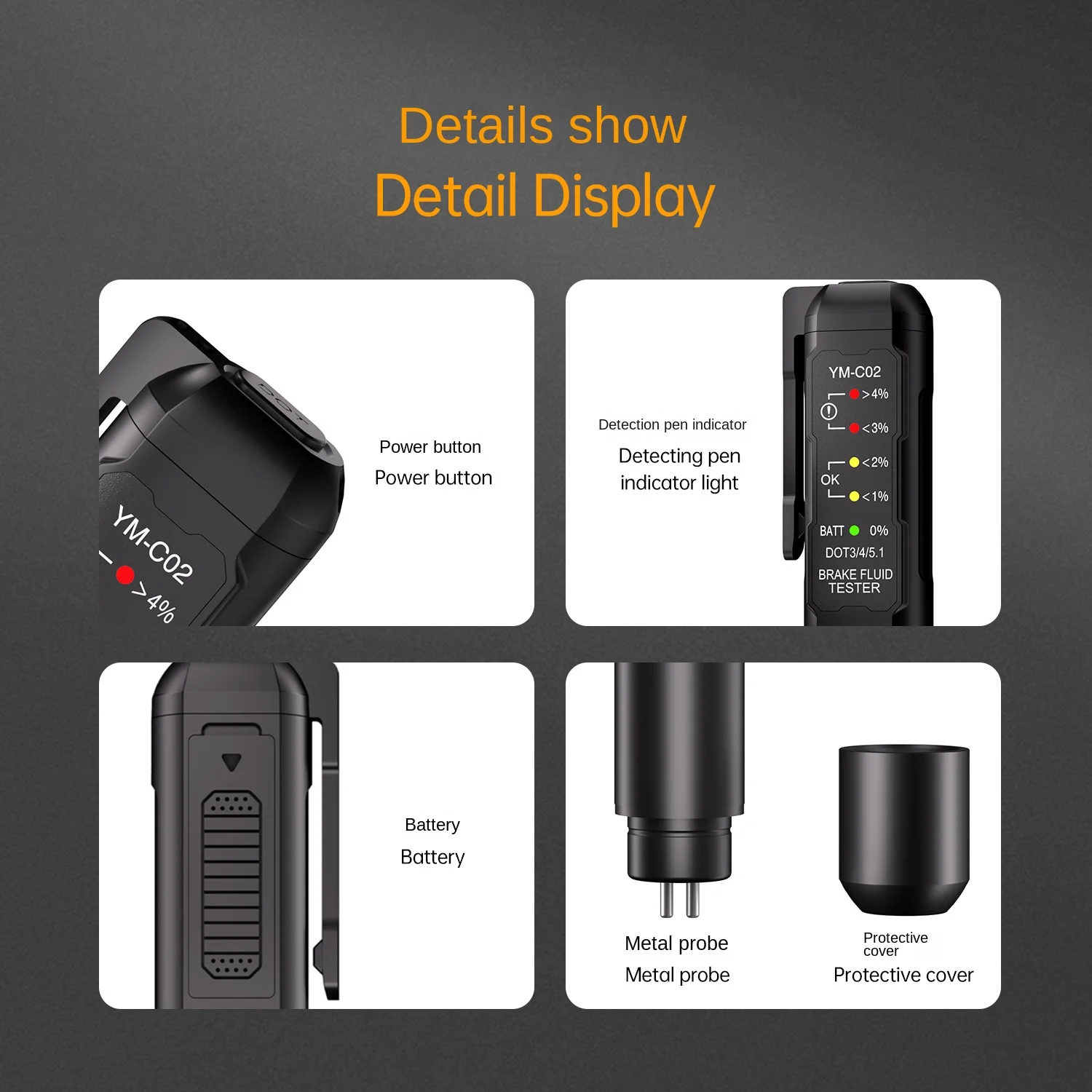 Brake Fluid Tester Digital LCD, Car Brake Oil Quality Analyzer,Universal Vehicle Brake Liquid Tester for Auto Workshop & DIY