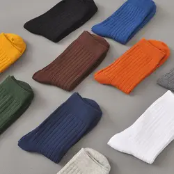 3 Pairs/lot Plus Size Men's Cotton Socks Business Men Deodorant Crew Socks Breathable Men's Fashion Solid Color Size 39-44 Meias