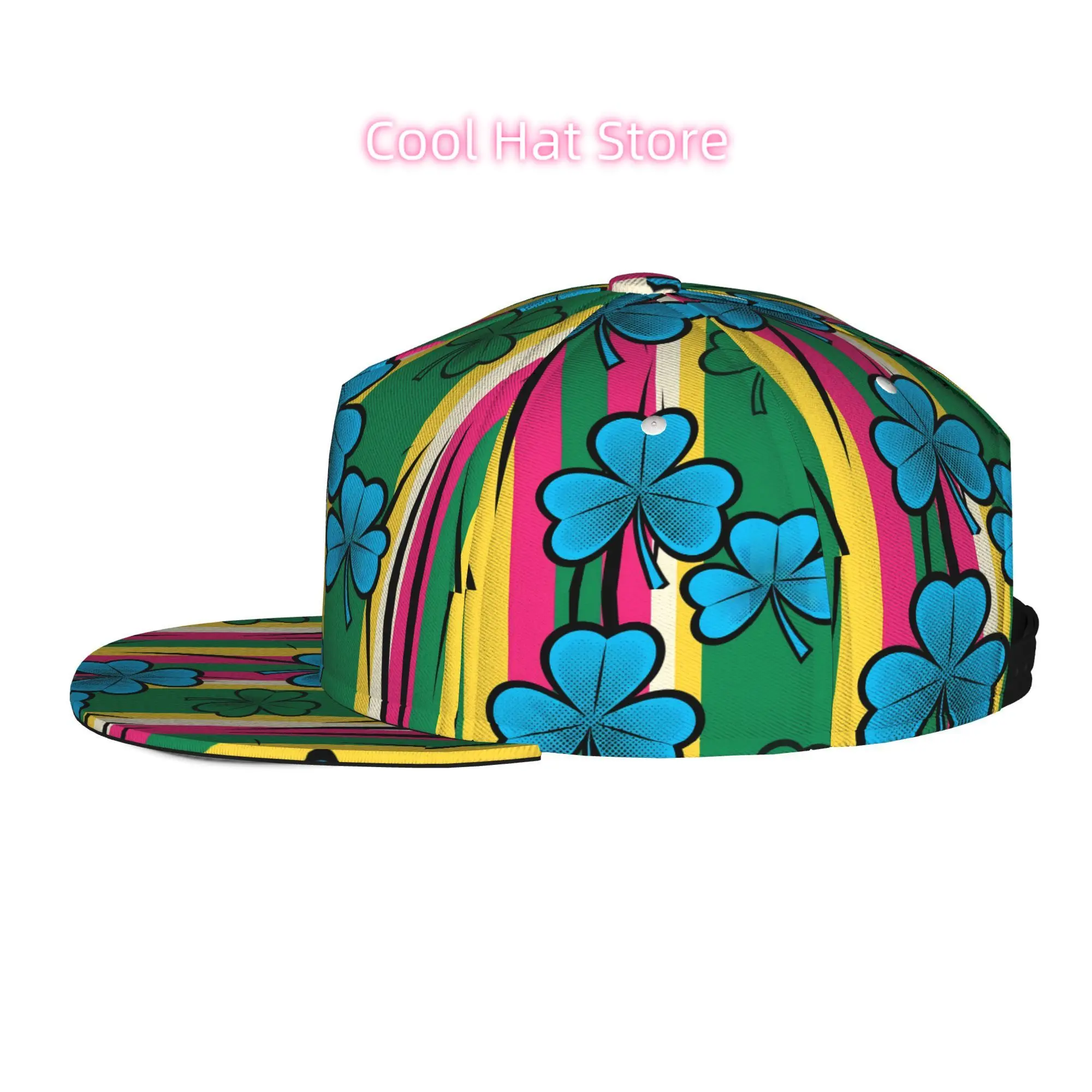 Baseball Caps for Both Men And Women Featuring a Clover Design, with an Adjustable Snap Brim And a Flat Top. Ideal for Casual Ou