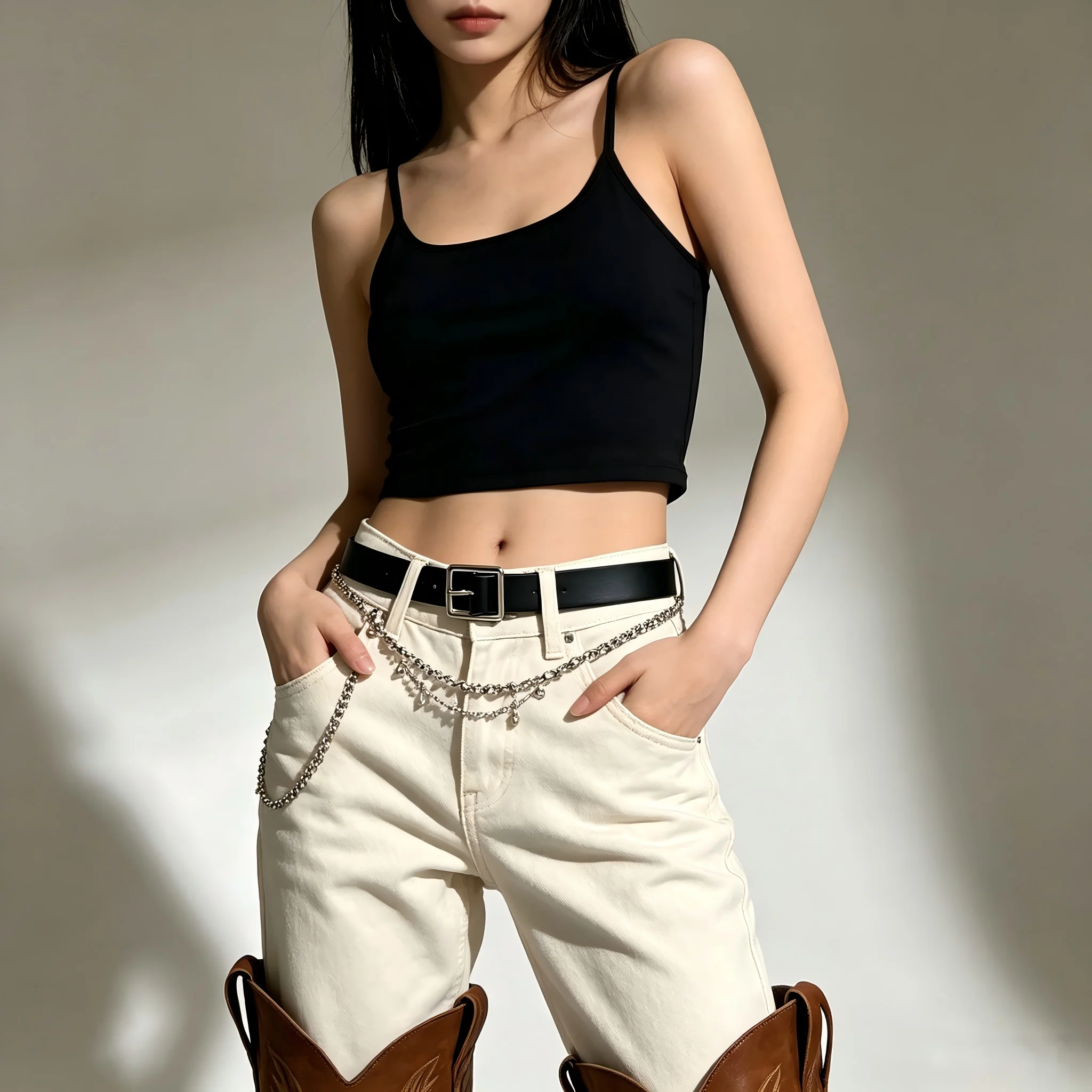 1 piece of women's belt with square buckle, simple and easy-matching, casual style, suitable for jeans, daily commuting