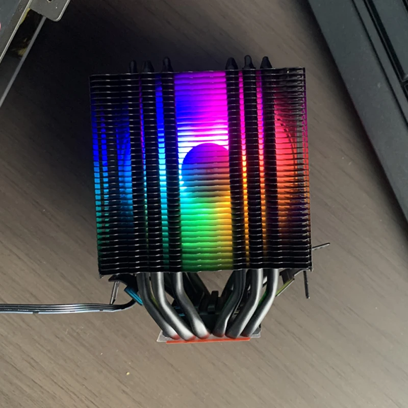 Silent Office Computer Cooler RGB CPU Fan 6 Heat Pipe 4pin/PWM Air-cooled for LGA115X 1200 2011 2066 X79 X99 AMD AM4  AM5 view 5