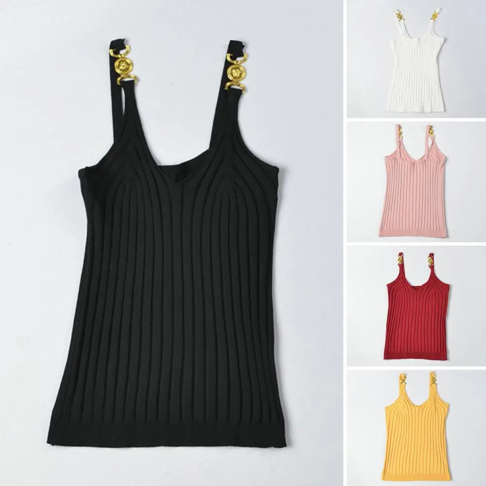 Daily Wear Anti-shrink Striped Texture Women Summer Tank Top Lady Garment