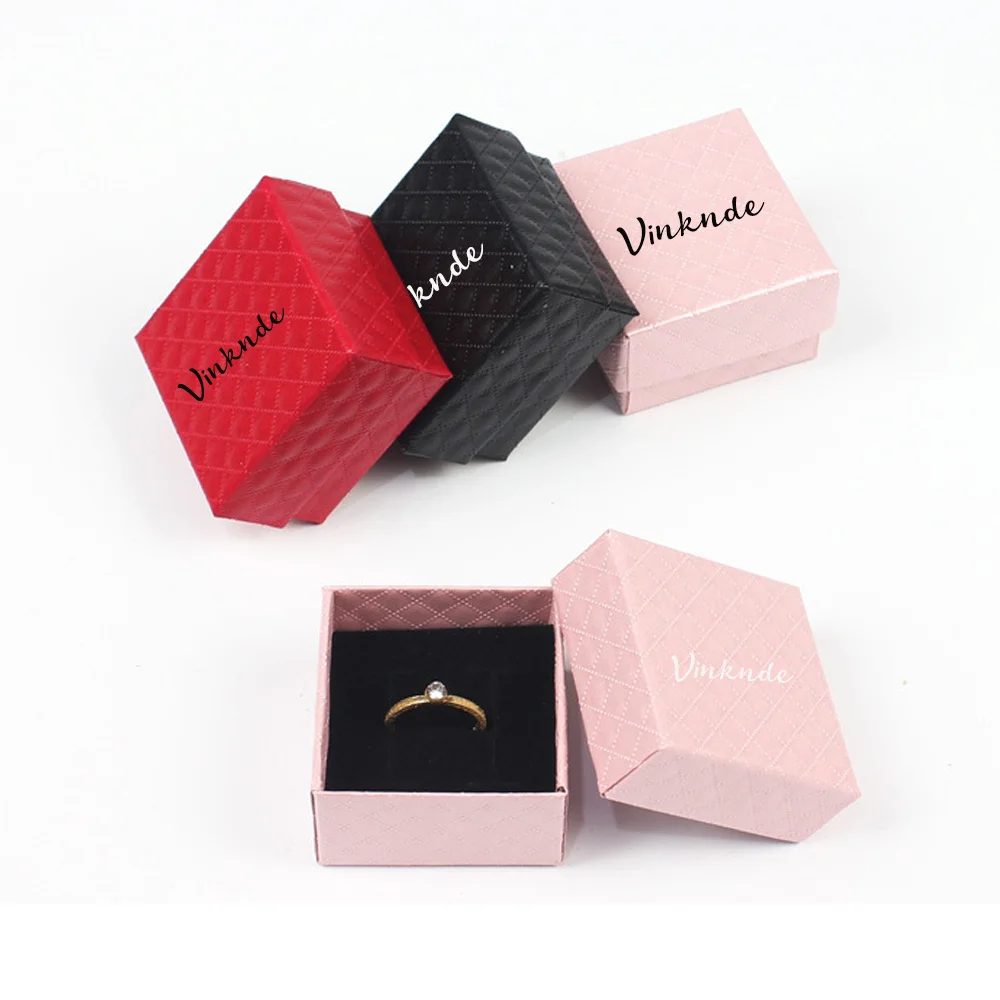 5x5x3cm Gift Boxes With Velvet Sponge Put 3 Rings Case Wedding Jewelry Box for Earrings Necklace Display Custom Logo Packaging