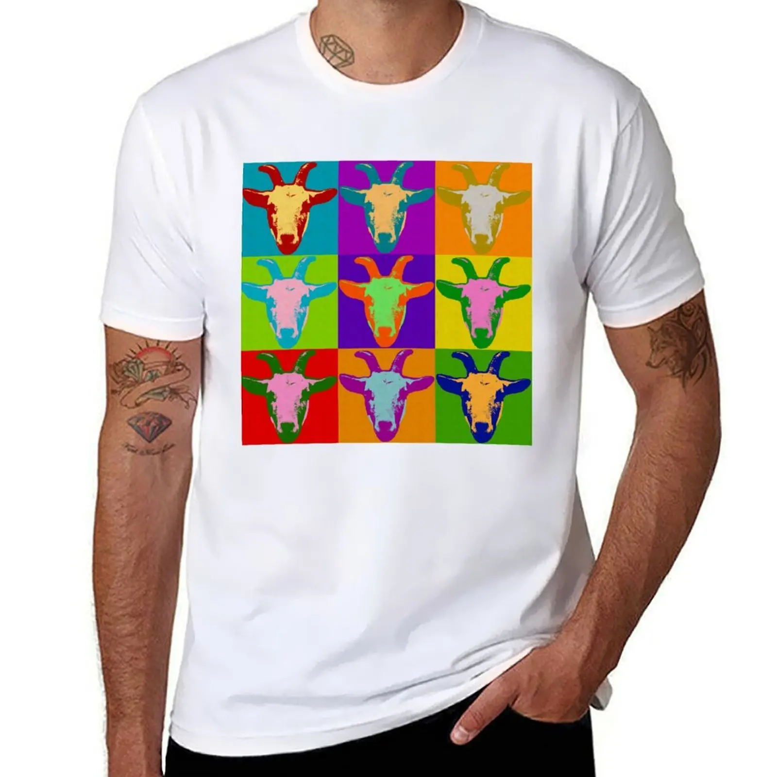 

Goat Pop Art Graphic BIlly Goat Bright Color Retro T-Shirt man t shirt summer t shirts for man graphic vintage T-Shirt