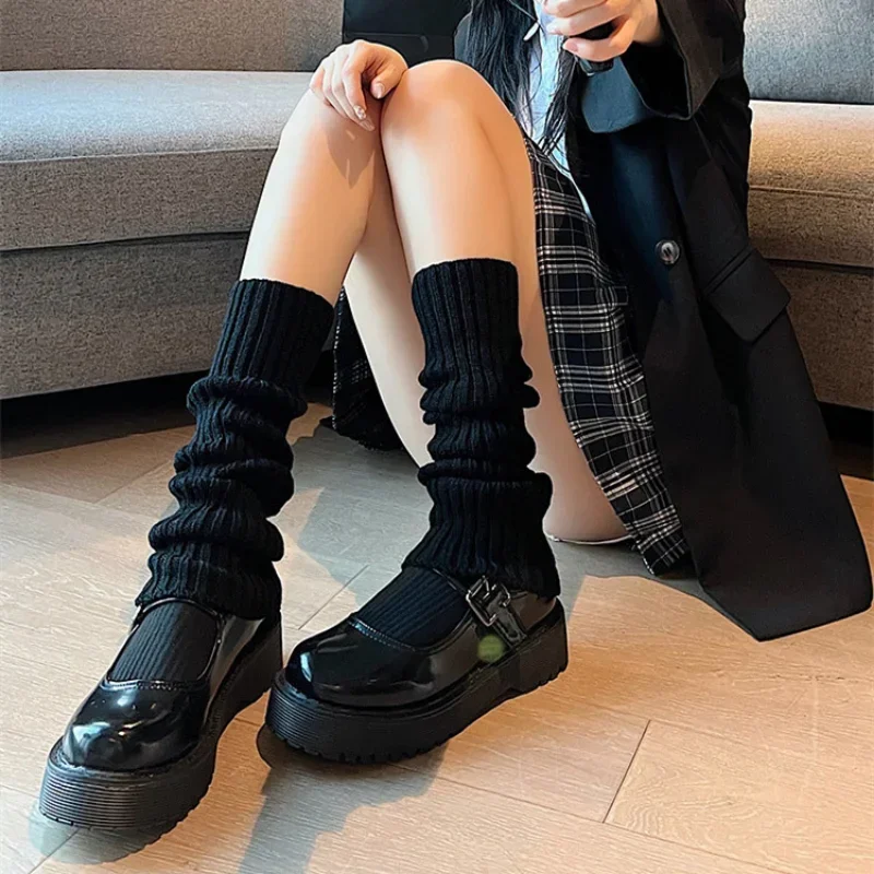 

Warm Leg Warmers Autumn Winter Foot Cover Knees Socks JK Lolita Long Socks Stockings Women Knitted Leg Warmer Y2k Japanese Style