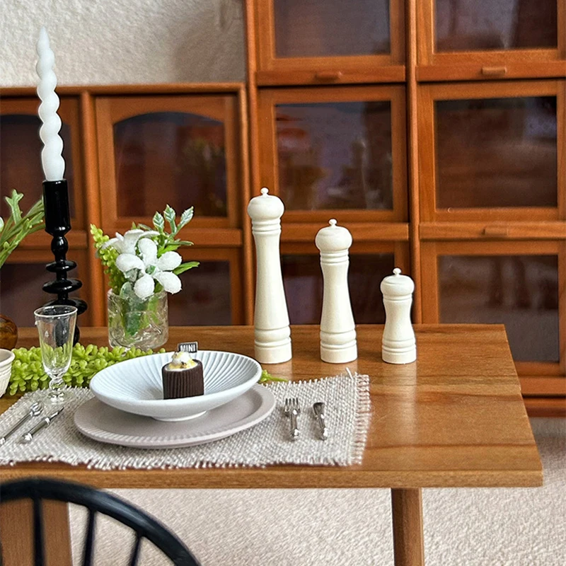 3개입 인형 집 가구 선물 인형집 합금 요리용 후추 그라인더 병 미니어처 미니 장면 모델 인형 액세서리