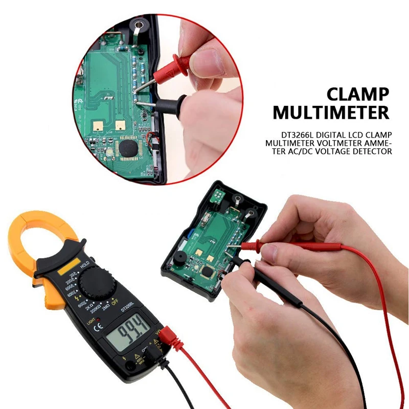 Voldigital LCD penjepit Multimeter Voltmeter Ammeter AC/DC detektor tegangan