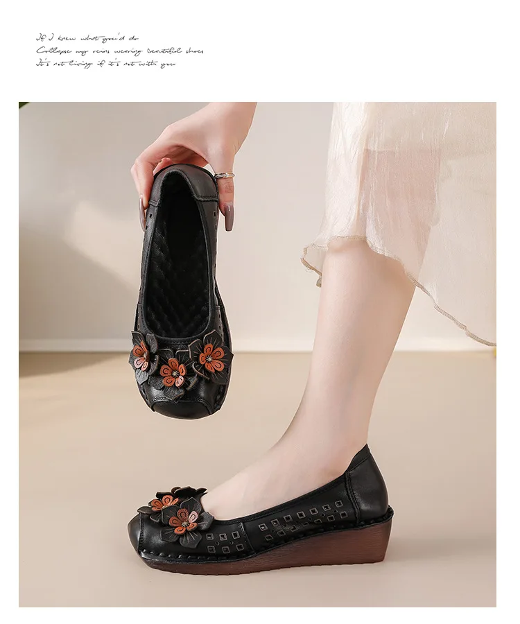 2025 Sommer Neue Damen-Mesh-Sandalen aus Rindsleder – Modische Mutter-Schuhe mit weicher Rindersehnen-Sohle und rutschfester Keilabsatz – Detail 24