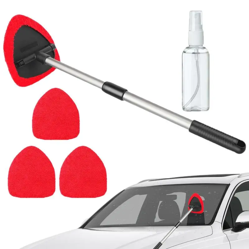 Windshield Window Cleaner Tool Car Window Windshield Cleaning Tool With Bottle Auto Extendable Glass Cloth Cleaner Car Accessory