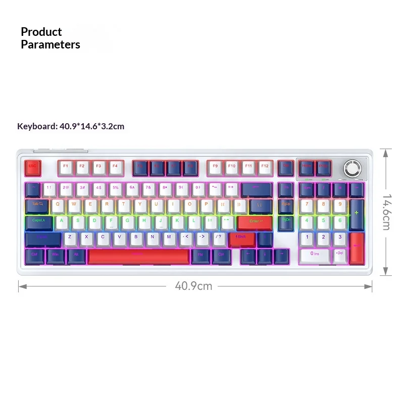 Tri-Mode Mechanical Gaming Keyboard 2.4ghz Bluetooth 5.1 Wired Rgb Backlit Red Switch Hot Swappable Full Key Rollover 4000mah Lo