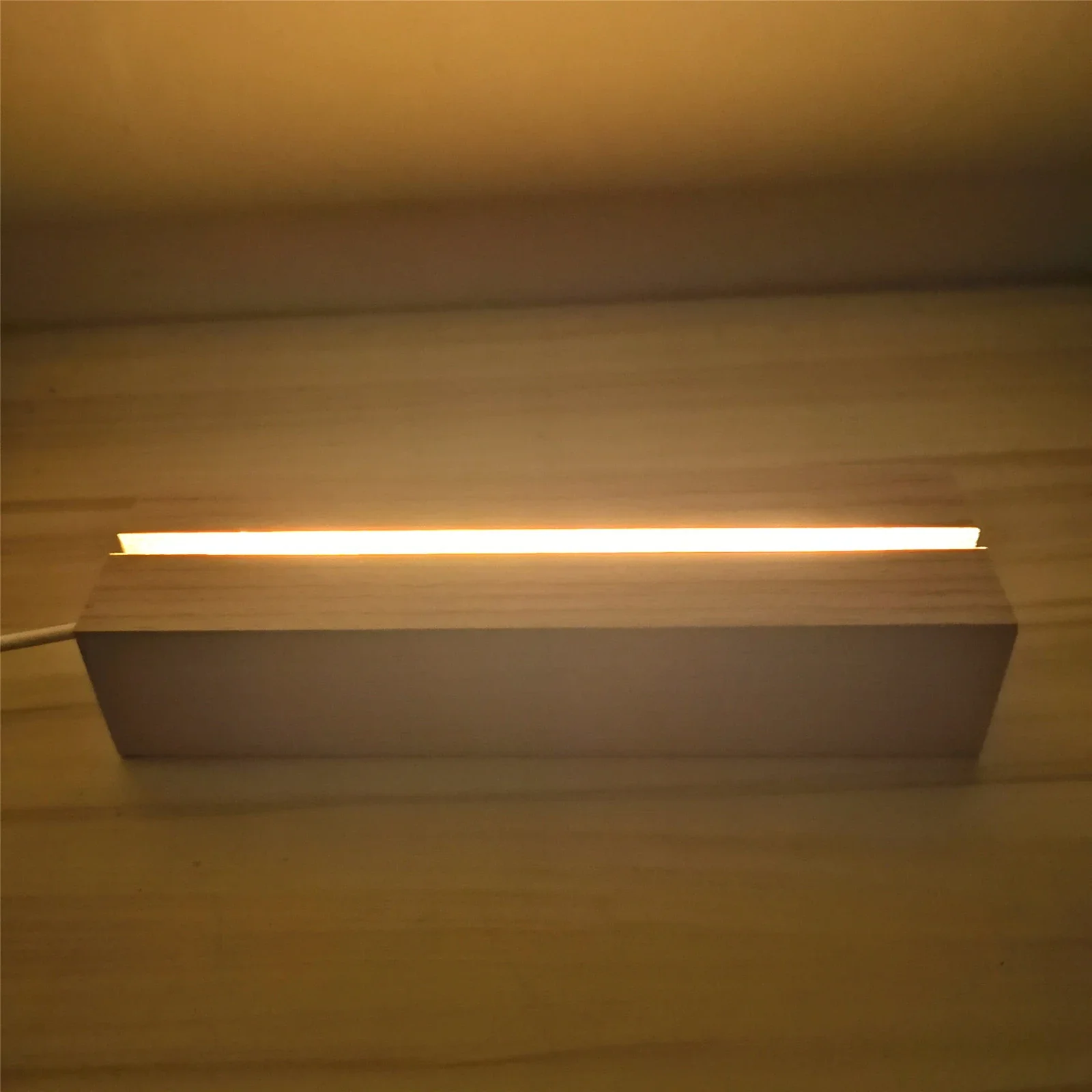 20-1pcs Rectangle Solid Wooden LED Base 3D Handmade Strip Luminous Base Acrylic Light Plate USB Wood Display Stand Ornaments