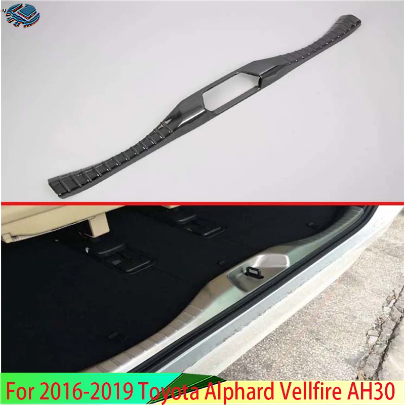 For Toyota Alphard Vellfire AH30 Car Accessories 2016-2019 Stainless Steel Rear Trunk Scuff Plate Door Sill Cover Molding