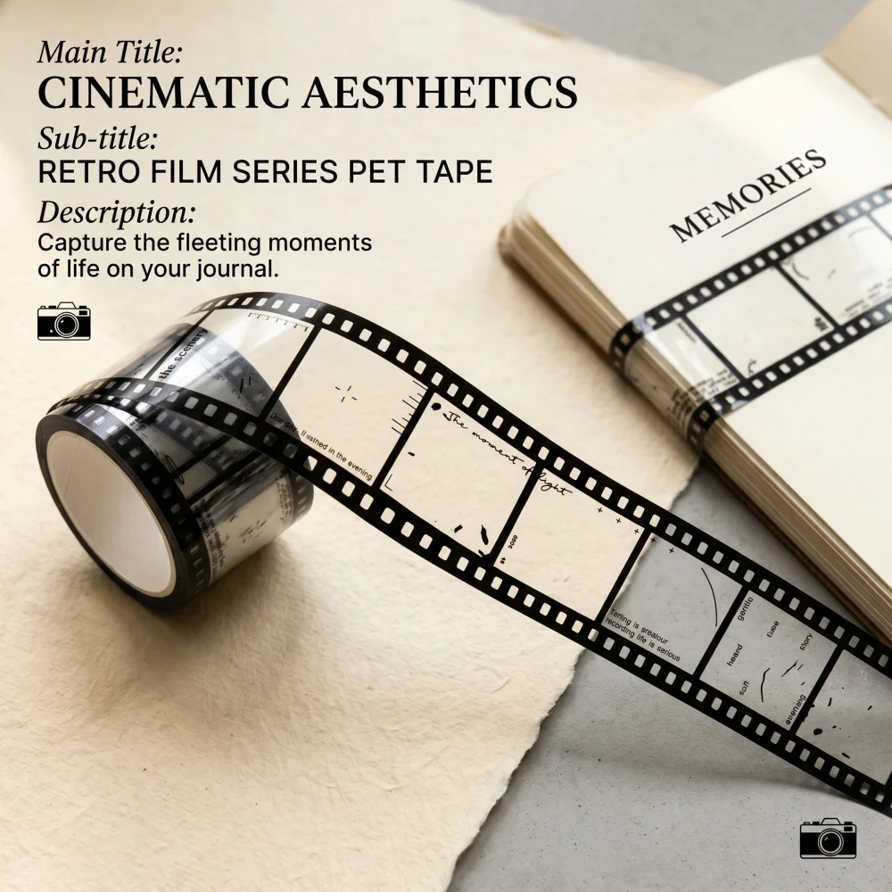 Retro Film Theme PET Tapes DIY Scrapbooking Collage Stationery Decor Journalling Materials Ins Adhesive Tapes
