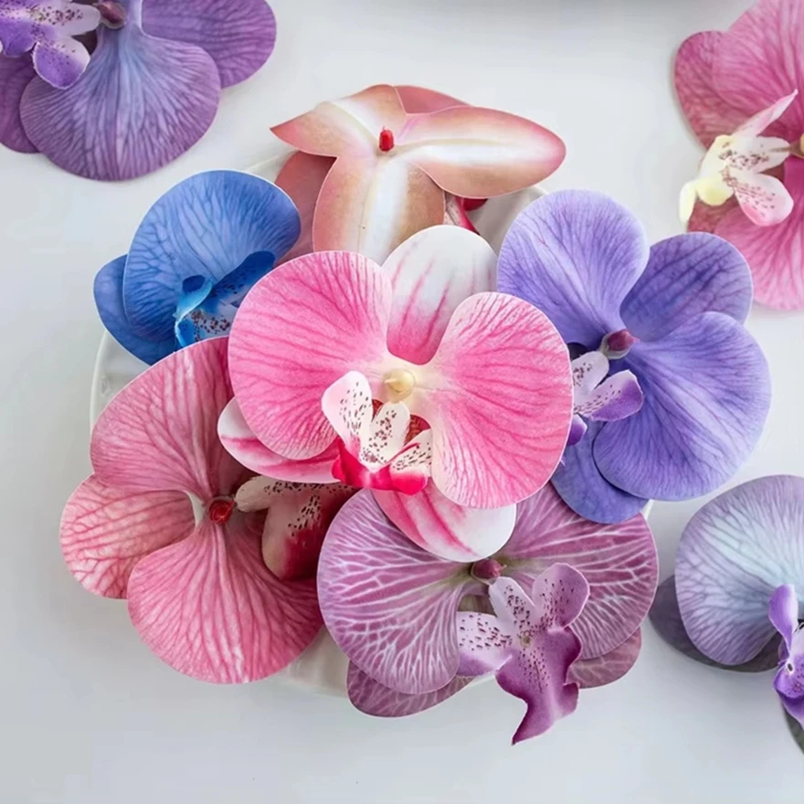 

20pcs Butterfly Orchid Artificial Flowers Home Room Decor Festive Wedding Bridal Accessory Headwear Hair Clother Decorative Prop