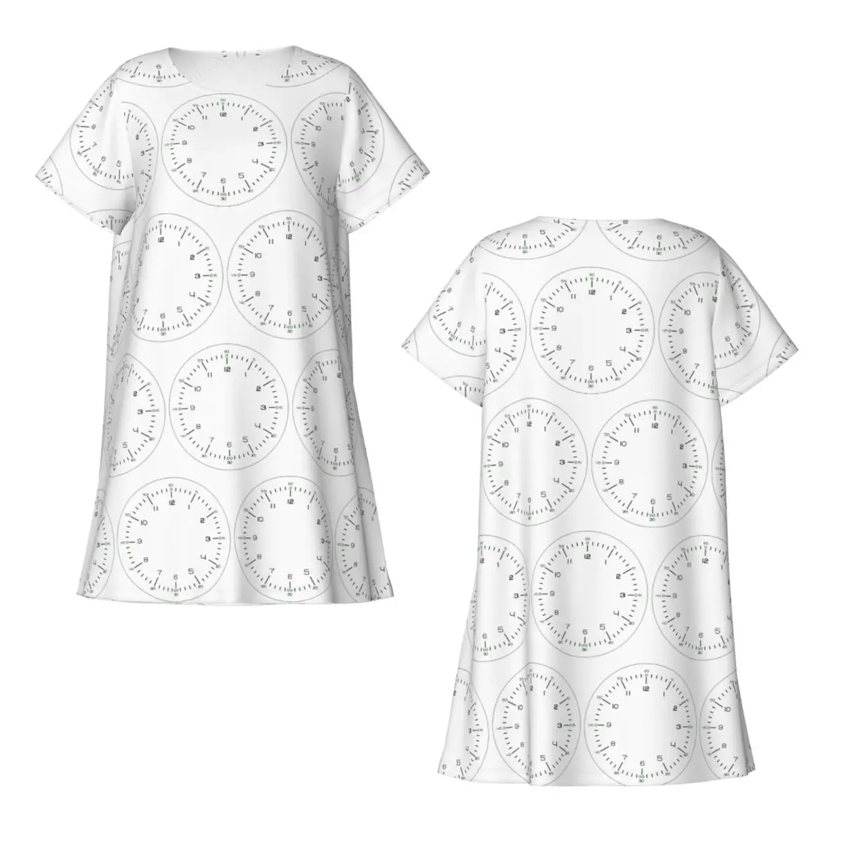 Minimalist Bauhaus White Short Sleeves Nightdress For Sleeping Sleepshirts Women Short Sleeve Nightgowns Soft Pajama Dress