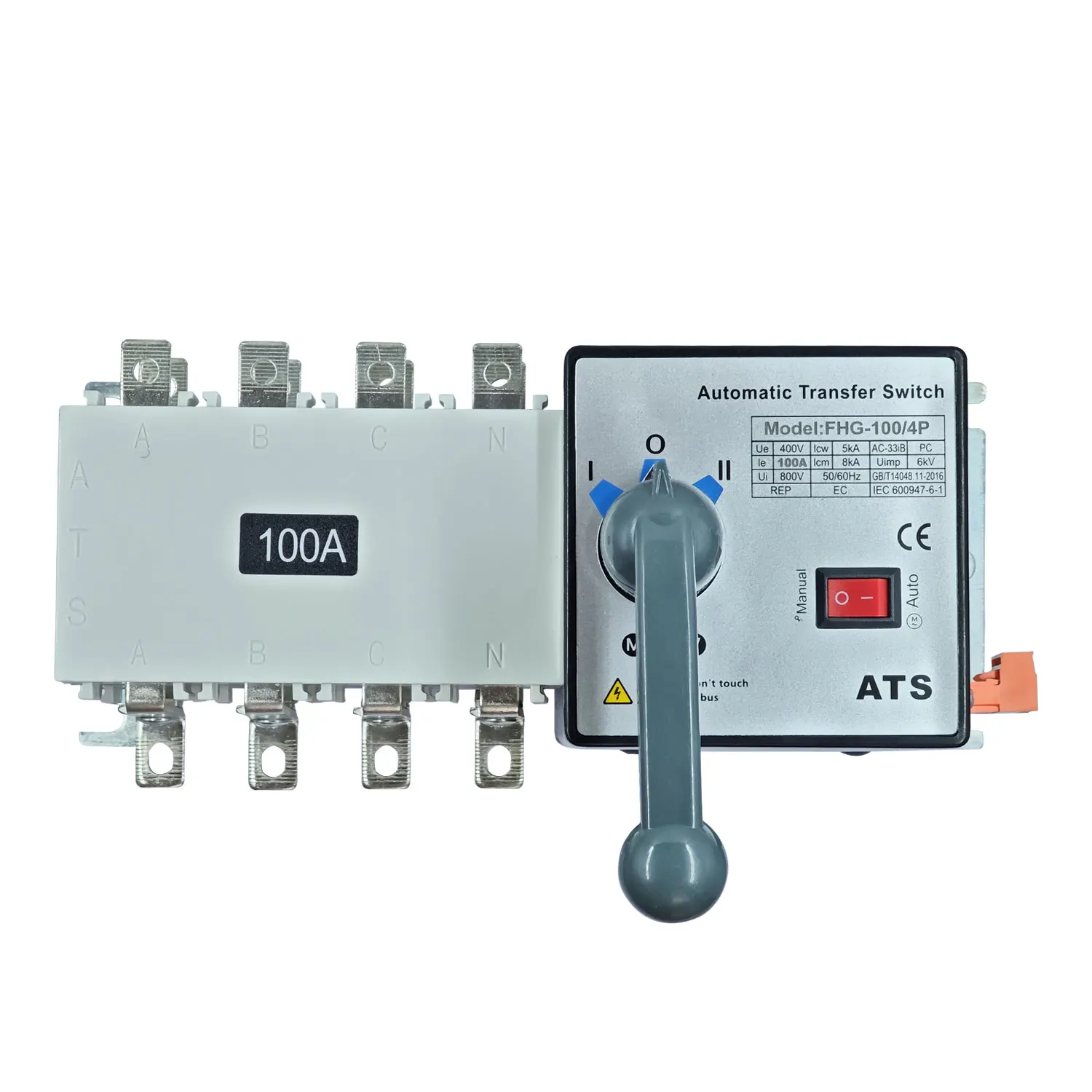 Изоляция ATS 4P 63A-100A Автоматический резервный переключатель — ручной/автоматический двухрежимный переключатель уровня ПК, сертифицирован IEC/CE