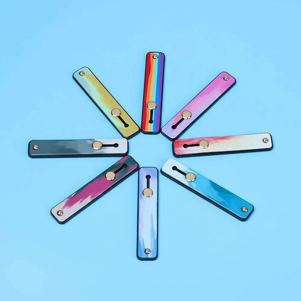 Portable Wrist Band Push Pull Silicone Phone Stand Finger Strap Bracket Finger Ring Holder Rainbow Phone Grip